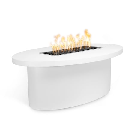 The Outdoor Plus 60 Oval Vallejo Fire Table, Powder Coated Metal, White, Match Lit with Flame Sense, Liquid Propane OPT-VALPC60FSML-WHT-LP